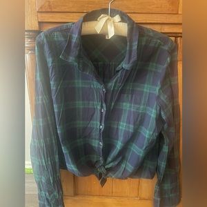 J. Crew Plaid Button Down Top, Size XL